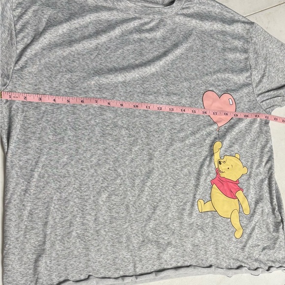 Winnie the Pooh GrayPeach Coral Short Sleeve & Pant Pajama Set Sz Large Disney - Picture 9 of 10